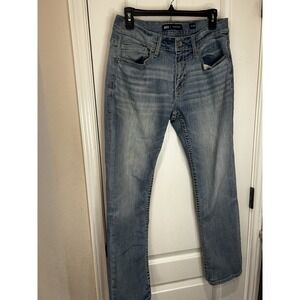 bke jake straight jeans 31x30 Light Wash Denim Blue Jeans Distressed